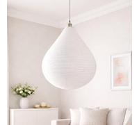 CGC Lighting Indoor Ceiling Handmade Easy Fit Linen Lampshade, Scandinavian Minimalist Style, Non Electrical (White Teardop)