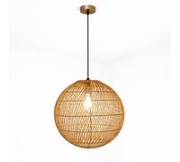 CGC Lighting Indoor Ceiling lamp Shade Hand Made Weaved Rattan Easy fit Non Electrical Round Globe Ball (Round Brown)