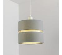 CGC Lighting Indoor Ceiling Lamp Shade Two Tier Layer 26cm Pendant Table Lamp Bedside Bedroom Lounge Hallway Kitchen (Grey)