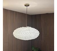 CGC Lighting Indoor Ceiling Lamp Shade White Ruffled Linen Large Bedroom Dining Room Lounge (White Ruffled)