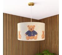 CGC Lighting Indoor Ceiling Lampshade Blue Teddy Bear Bears Boys Round Drum Childrens Shade Light Large (45cm Navy Teddy)