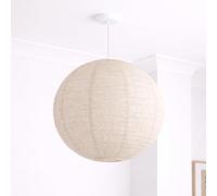 CGC Lighting Indoor Ceiling Lampshade Handmade Easy Fit Linen, Scandinavian Minimalist Style, Non Electrical (Oatmeal Globe)