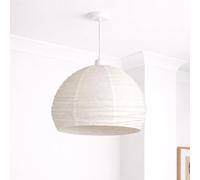 CGC Lighting Indoor Ceiling Lampshade Handmade Easy Fit Linen, Scandinavian Minimalist Style, Non Electrical (White Round)