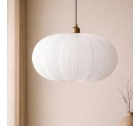 CGC Lighting Indoor Ceiling Lampshade Oval Stretch Ruffled Silk Fabric 45cm Width Hanging Floor lamp (White Palmira)
