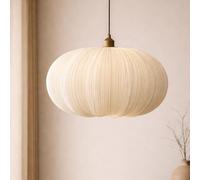 CGC Lighting Indoor Ceiling Lampshade Oval Stretch Ruffled Silk Fabric 45cm Width Hanging Floor lamp (Cream Oval Stretch)