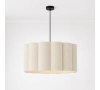 CGC Lighting Indoor Ceiling lampshade Scalloped Large 48cm Width Drum Shape Ceiling Hanging Floor lamp (Cream Fine Linen)
