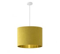 CGC Lighting Indoor Ceiling Lampshade Velvet Fabric Lamp Shade 30cm Diameter Gold Reflective Inner Drum Pendant Table Lamp Bedroom Dining Room Lounge (Mustard & Gold)