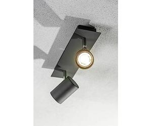 CGC Lighting Indoor Ceiling Wall Spots LED GU10 Spotlight Light Adjustable Heads (Black, Double)