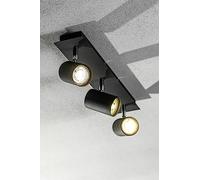 CGC Lighting Indoor Ceiling Wall Spots LED GU10 Spotlight Three Heads Light Adjustable (Black, Triple)