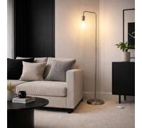 CGC Lighting Indoor Floor Lamp Brushed Satin Nickel Angled Corner Standing Reading Light and Lampshade Living Room Lounge (Floor Lamp Only)