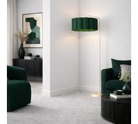CGC Lighting Indoor Floor Lamp Cream Off White Angled Corner Standing Reading Light and Lampshade Living Room Lounge (Green Lampshade)