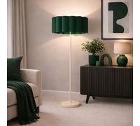 CGC Lighting Indoor Floor Lamp Cream Off White Corner Standing Reading Light and Lampshade Living Room Lounge (Green Lampshade)