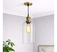 CGC Lighting Indoor Glass Bistro Adjustable Ceiling Pendant Light Lamp Shade (Clear Cylinder)