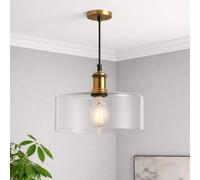 CGC Lighting Indoor Glass Bistro Adjustable Ceiling Pendant Light Lamp Shade (Clear Round)