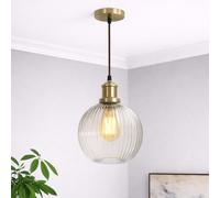 CGC Lighting Indoor Glass Bistro Adjustable Ceiling Pendant Light Lamp Shade (Ribbed Globe)