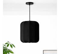 CGC Lighting Indoor Lamp Shade Ribbed Stretch Cotton Fabric Hanging Ceiling Floor Table Lamp (Black Cylinder)