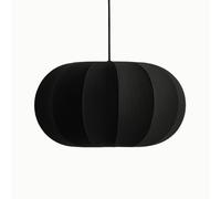 CGC Lighting Indoor Lamp Shade Ribbed Stretch Cotton Fabric Hanging Ceiling Floor Table Lamp (Black Oval)