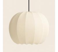 CGC Lighting Indoor Lamp Shade Ribbed Stretch Cotton Fabric Hanging Ceiling Floor Table Lamp (Cream Round)