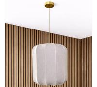 CGC Lighting Indoor Lamp Shade Ribbed Stretch Cotton Fabric Hanging Ceiling Floor Table Lamp (Grey Cylinder)