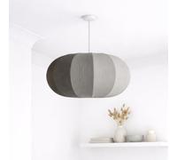 CGC Lighting Indoor Lamp Shade Ribbed Stretch Cotton Fabric Hanging Ceiling Floor Table Lamp (Grey Oval)