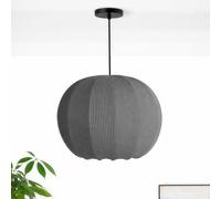 CGC Lighting Indoor Lamp Shade Ribbed Stretch Cotton Fabric Hanging Ceiling Floor Table Lamp (Grey Round)