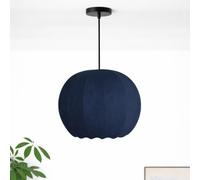 CGC Lighting Indoor Lamp Shade Ribbed Stretch Cotton Fabric Hanging Ceiling Floor Table Lamp (Navy Round)