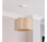 CGC Lighting Indoor lampshade Scalloped Large 40cm Width Drum Shape Ceiling Hanging Floor Table lamp (Caterina Scalloped Cream Fine String)