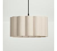 CGC Lighting Indoor lampshade Scalloped Large 44cm Width Drum Shape Ceiling Hanging Floor Table lamp (Oatmeal Linen)