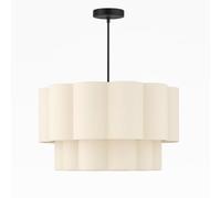 CGC Lighting Indoor lampshade Scalloped Two Tier Large 48cm Width Drum Shape Ceiling Hanging (Cream 2 Tier)