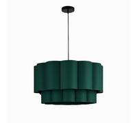 CGC Lighting Indoor lampshade Scalloped Two Tier Large 48cm Width Drum Shape Ceiling Hanging (Green 2 Tier)