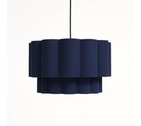 CGC Lighting Indoor lampshade Scalloped Two Tier Large 48cm Width Drum Shape Ceiling Hanging (Navy 2 Tier)
