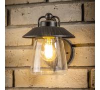 CGC Lighting 'Isabella' Black & Bronze Wall Lantern (with Glass Shade) CGC Lighting Black