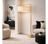 CGC Lighting Kyra Brushed Gold Angled Floor Lamp with Large Scalloped Lampshade CGC Lighting Gold