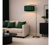 CGC Lighting Kyra Brushed Nickel Angled Floor Lamp with Large Scalloped Lampshade in Metallic Silver CGC Lighting Metallic Silver