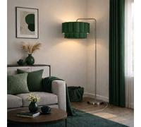 CGC Lighting Kyra Brushed Nickel Floor Lamp with Two Layer Scalloped Lampshade in Dark Green CGC Lighting Dark Green