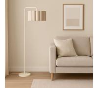 CGC Lighting Kyra Cream Off-White Angled Floor Lamp with Large Scalloped Lampshade CGC Lighting Off-White