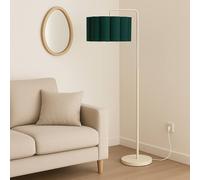 CGC Lighting Kyra Cream Off-White Angled Floor Lamp with Large Scalloped Lampshade in Dark Green CGC Lighting Dark Green