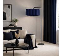 CGC Lighting Kyra Matt Black Angled Floor Lamp with Large Scalloped Lampshade CGC Lighting Black