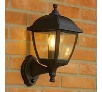 CGC Lighting Large Black Outdoor Wall Lantern Light PIR Motion Sensor with Clear Diffuser IP44 Polycarbonate Coastal CGC Lighting Black