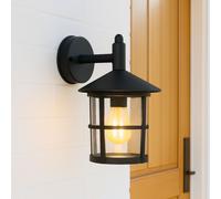 CGC Lighting Large Black Traditional Outdoor Wall Lantern Clear Glass Diffuser CGC Lighting Black