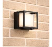 CGC Lighting LED Wall Ceiling Outdoor Bulkhead Light Waterproof Shed Conservatory Garden Porch Patio Driveway Garage (Black Square Hudson)
