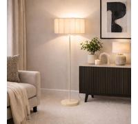 CGC Lighting Lena Cream Off-White Straight Floor Lamp with Large Scalloped Lampshade CGC Lighting Off-White