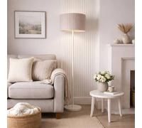 CGC Lighting Lena Off-White Straight Floor Lamp With Large Allegra Lampshade in Beige CGC Lighting Beige