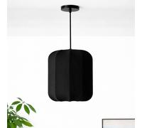 CGC Lighting Lila Black Cylinder Ribbed Stretch Cotton Fabric Lampshade CGC Lighting Black