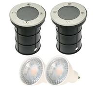 CGC Lighting Meadow - Cgc Two Round Large With Bulbs Stainless Steel Inground Or Decking Lights