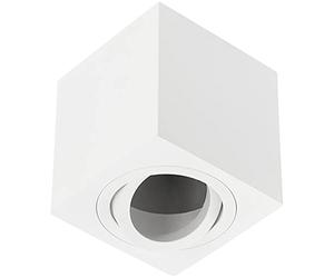 CGC Lighting Modern Ceiling Spotlight Cylinder Surface Mount Adjustable Tilt Downlight GU10 (White, Square)