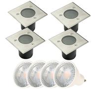 CGC Lighting Myah - Cgc Four Square Small With Bulbs Stainless Steel Inground Or Decking Lights