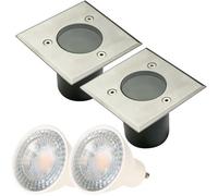 CGC Lighting Myah - Cgc Two Square Small With Bulbs Stainless Steel Inground Or Decking Lights