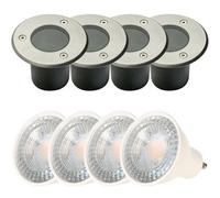 CGC Lighting Nola - Cgc Four Round Small With Bulbs Stainless Steel Inground Or Decking Lights