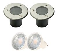 CGC Lighting Nola - Cgc Two Round Small With Bulbs Stainless Steel Inground Or Decking Lights